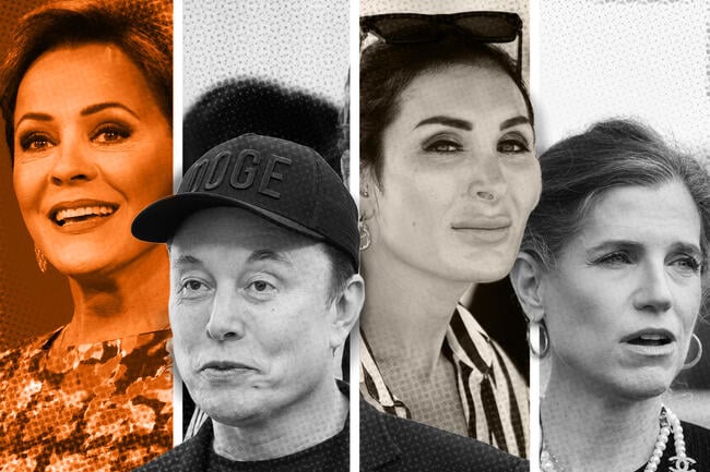 Headshots of Kari Lake, Elon Musk, Laura Loomer and Nancy Mace.