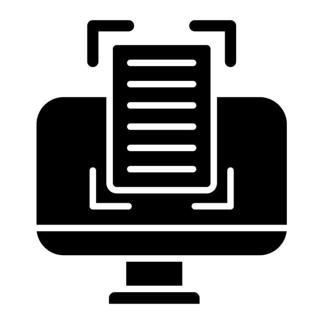 A vector-like illustration of a computer monitor with a document hovering in front of it, suggesting a screen reader.