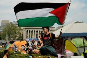 A photo of a pro-Palestinian protest on Columbia University's campus last year.