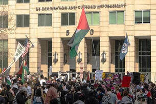 Protesters in front of the ICE building in Washington, D.C.