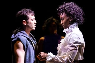 Two drama students acting in a play