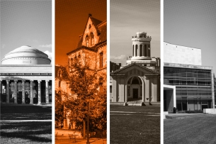 Four campus photos in a panel