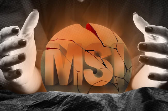 A cracked crystal ball shows the acronym MSI shrouded in fog.