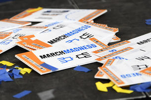 March Madness tickets on a stage