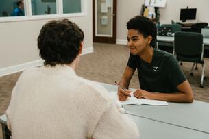 Two students meet for tutoring at Middle Georgia State University