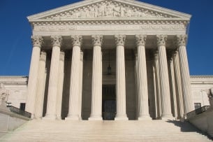 The white-columned façade of the U.S. Supreme Court building